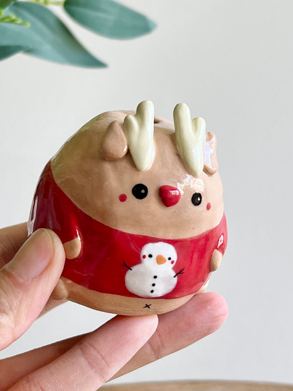 Red Christmas sweater reindeer bud vase, photo 10 of 10