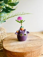 Bat with pumpkin friends bud vase