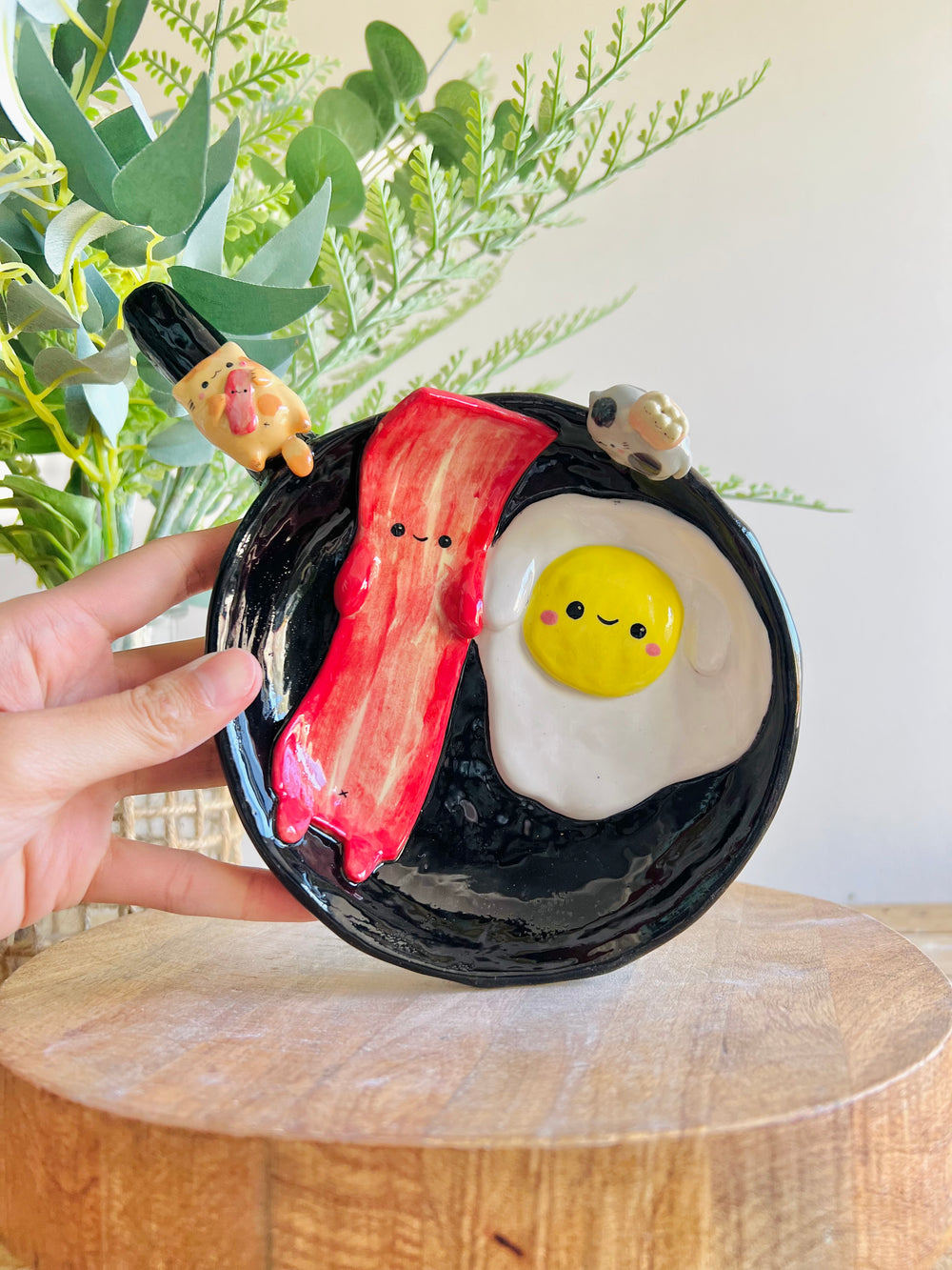 Bacon and egg pun love trinket dish/plate, photo 1 of 12