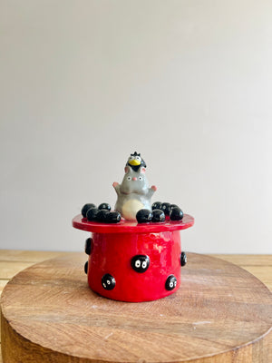 Boh Mouse and Yu-Bird lidded trinket pot