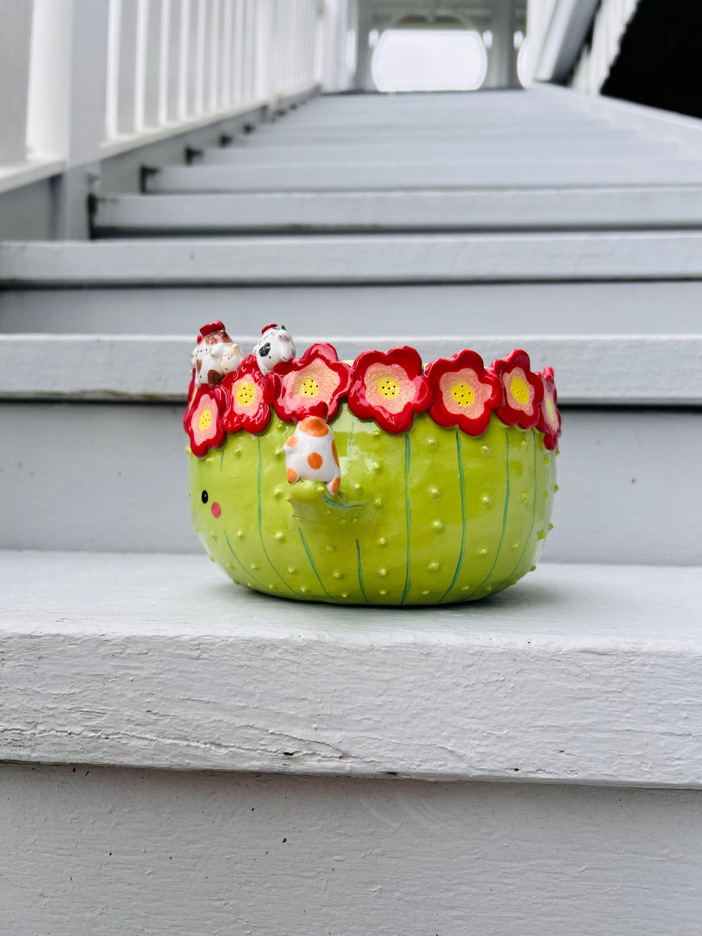 Big mama flowery cactus with cat friends, photo 4 of 7