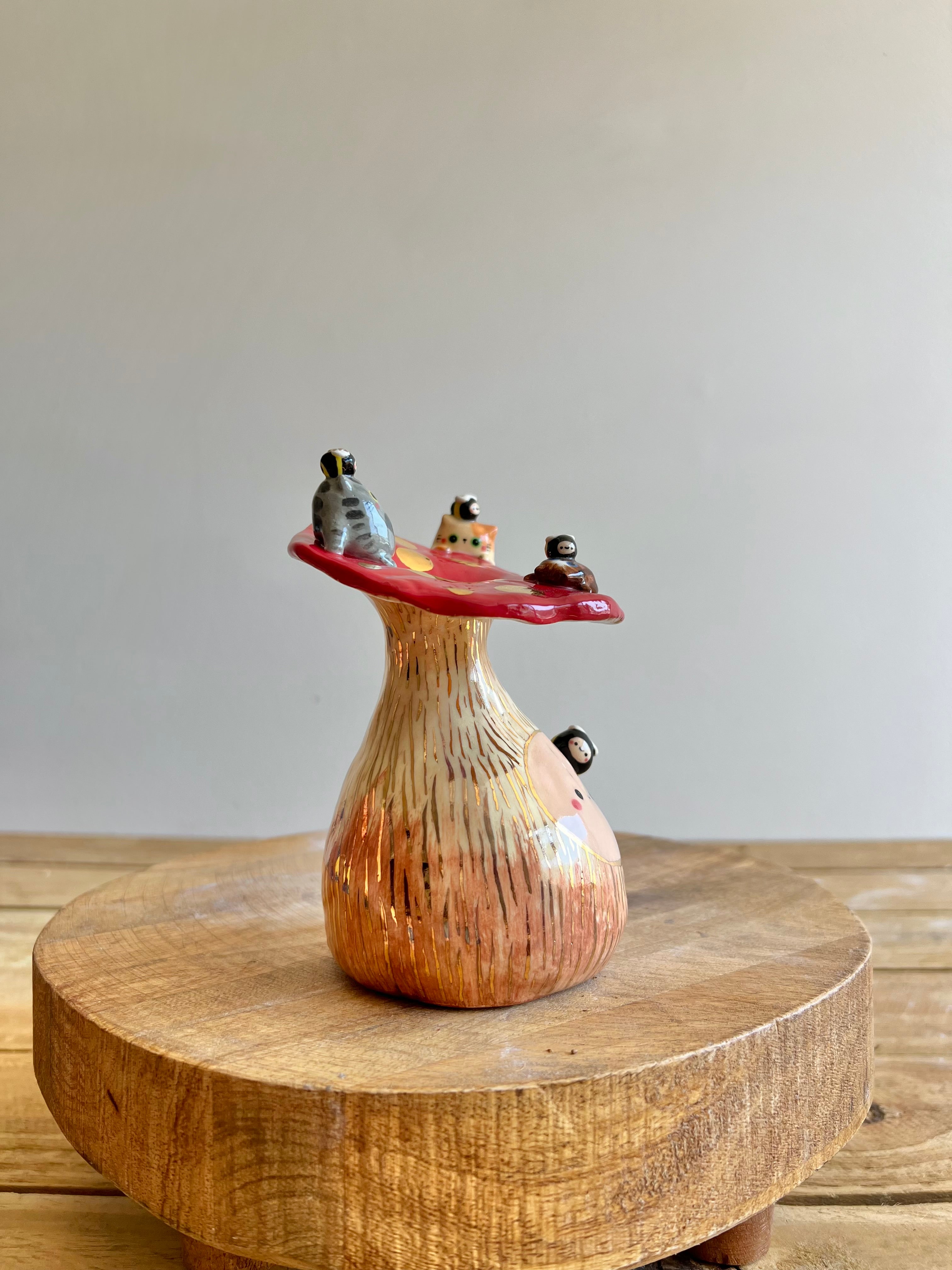 Golden Mushroom Bud Vase