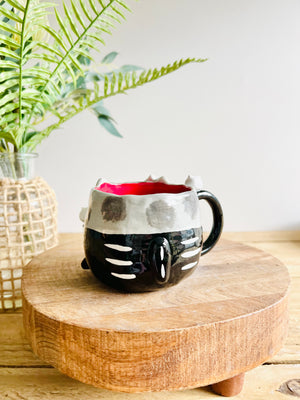 Skeleton kitty mug with cat skull friends