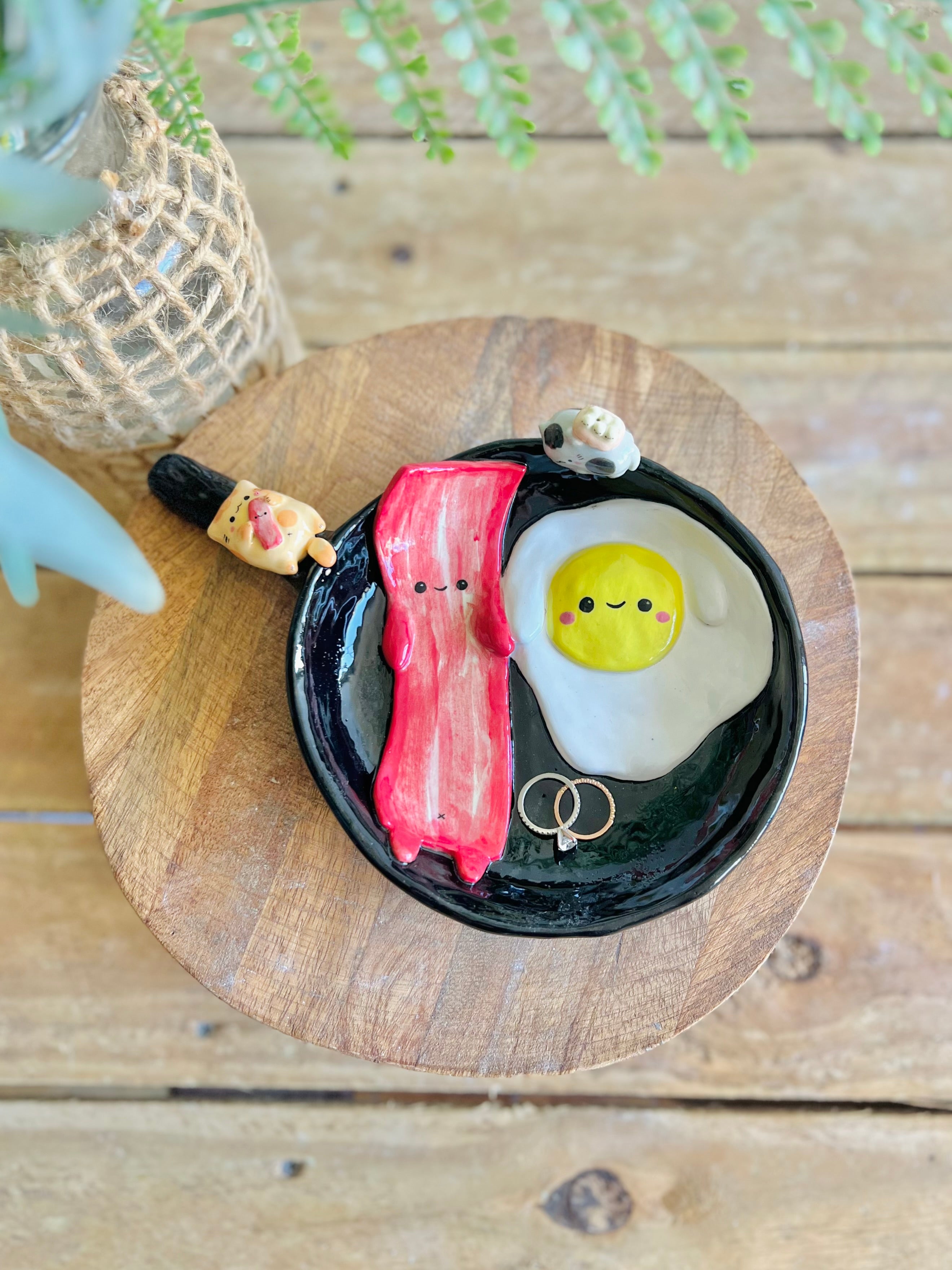 Bacon and egg pun love trinket dish/plate