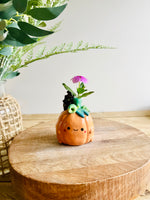 Pumpkin with black cat friend bud vase