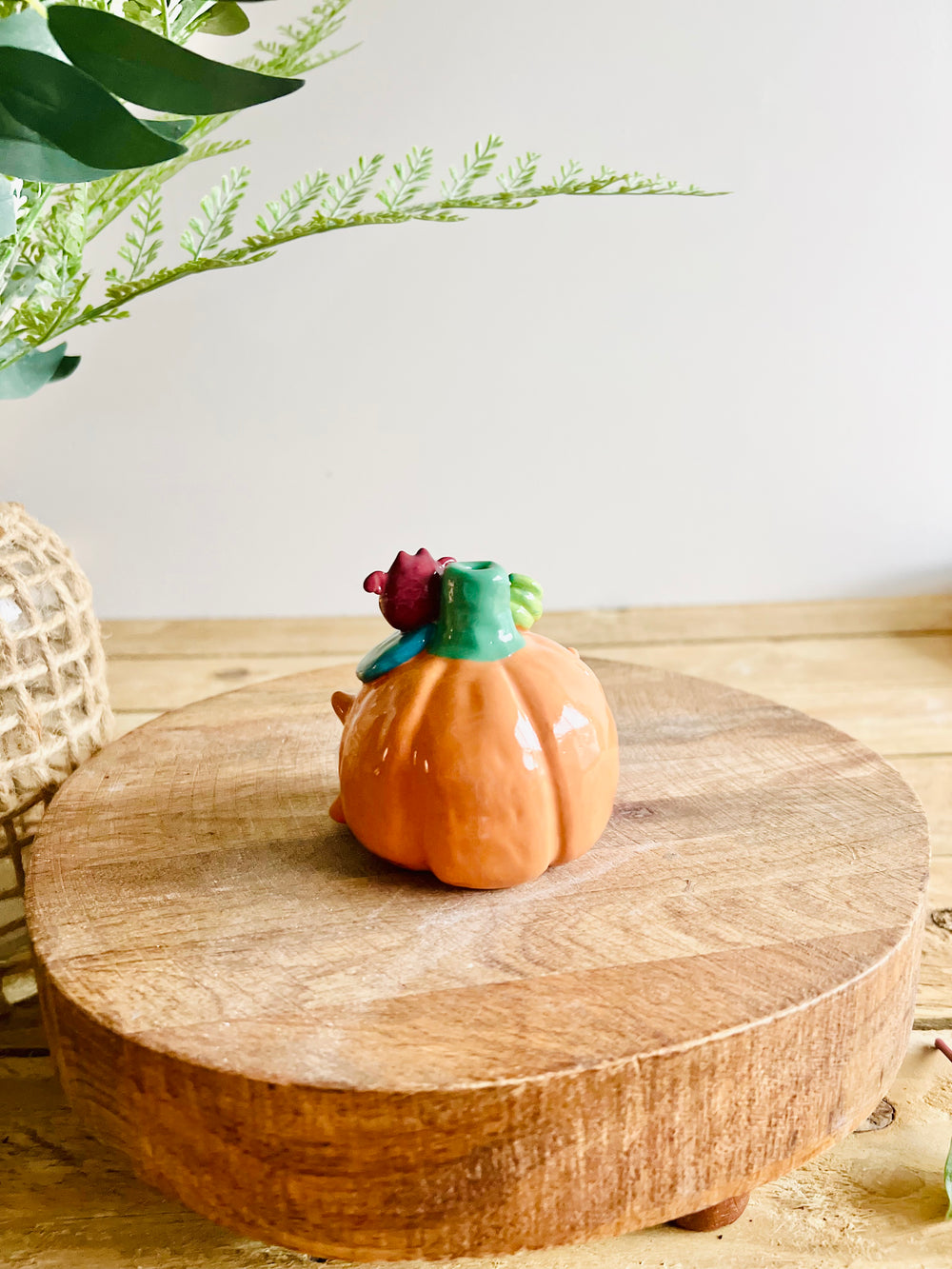 Pumpkin with bat friend bud vase, photo 3 of 6