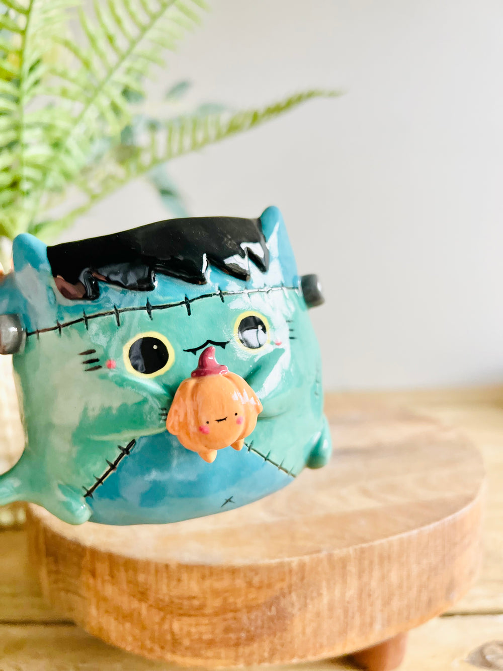 Franken-kitty mug with pumpkin friends, photo 5 of 7
