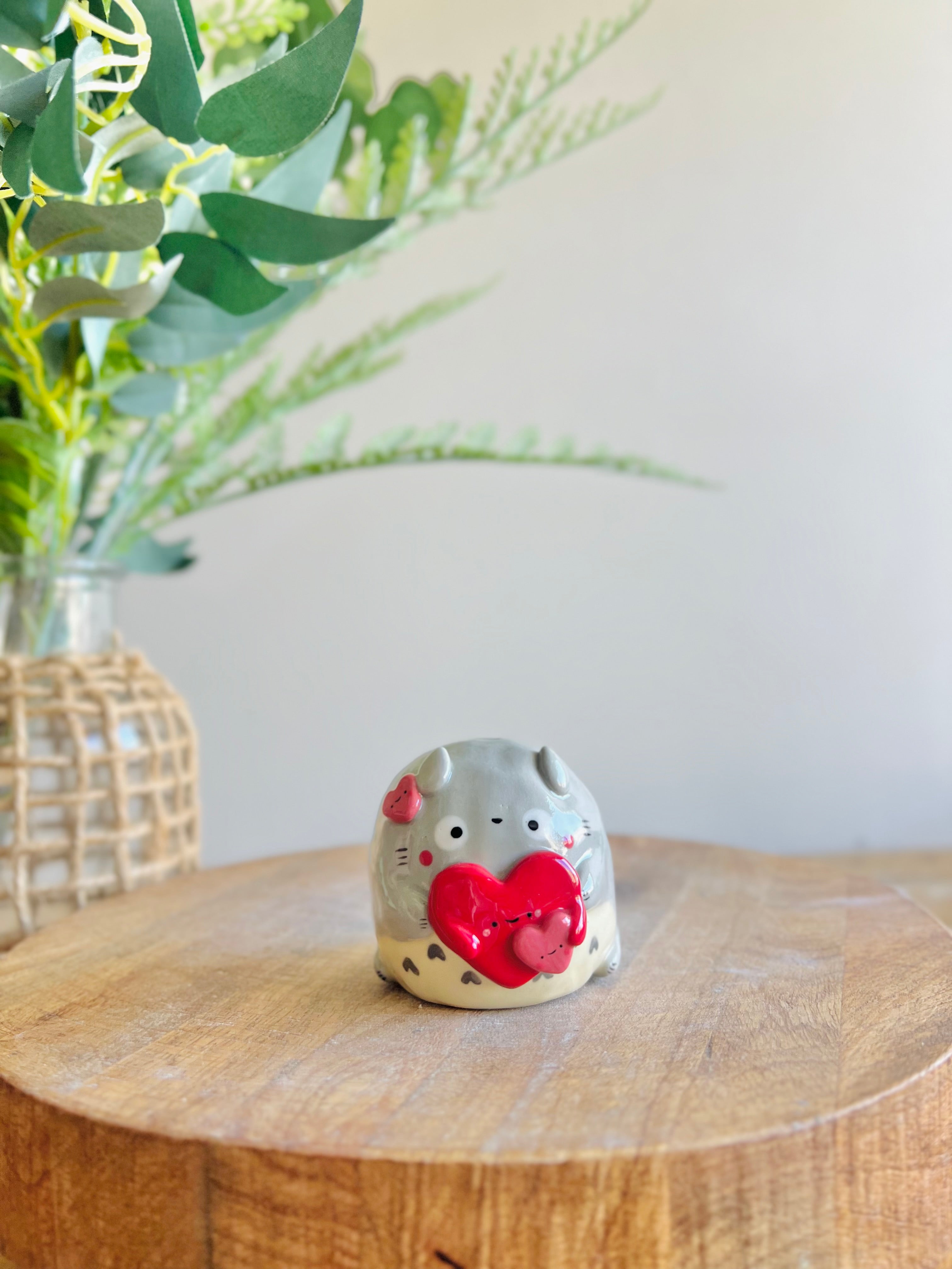 Totoro love hearts bud vase