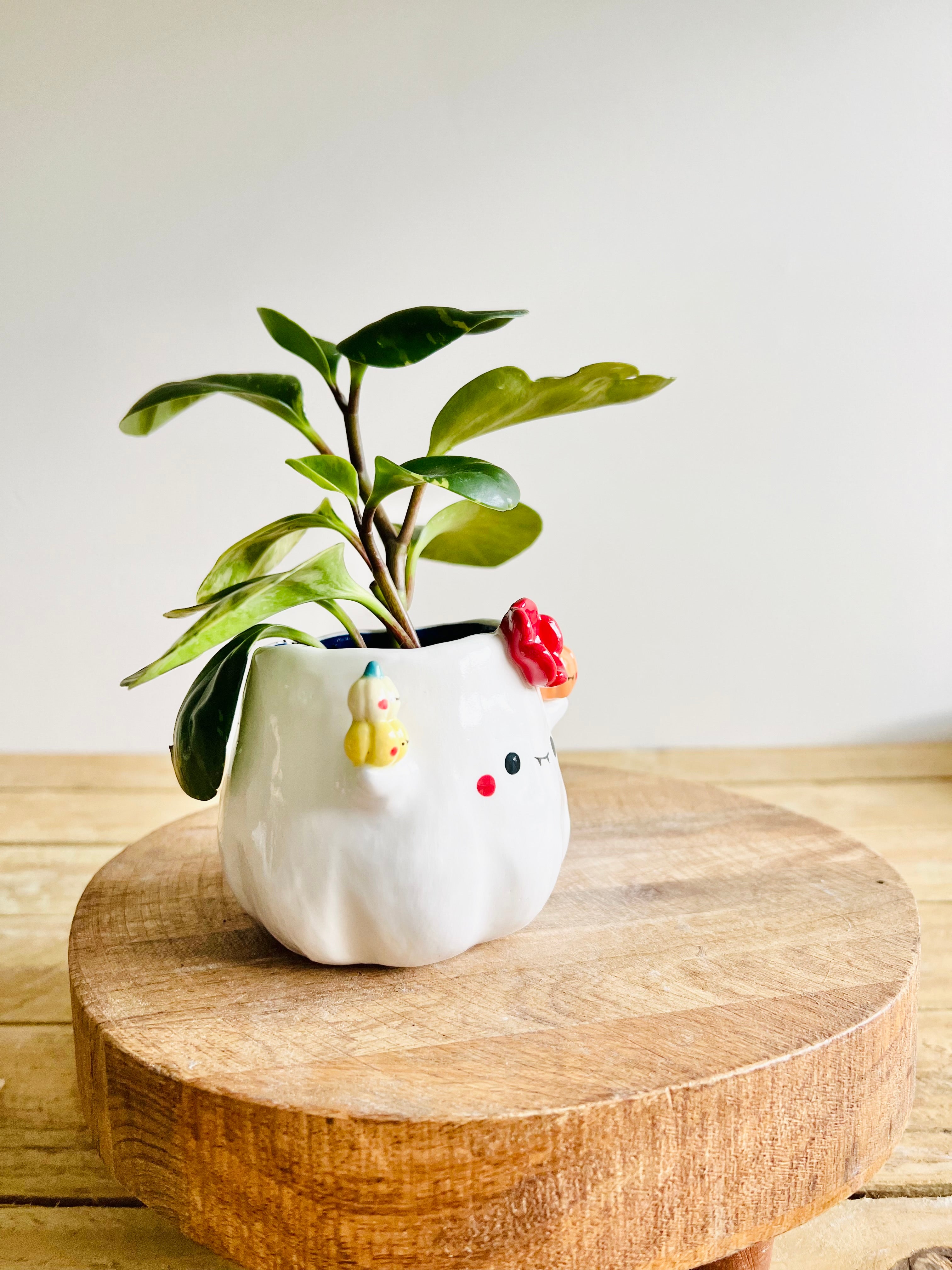 Ghost pot with pumpkin friends