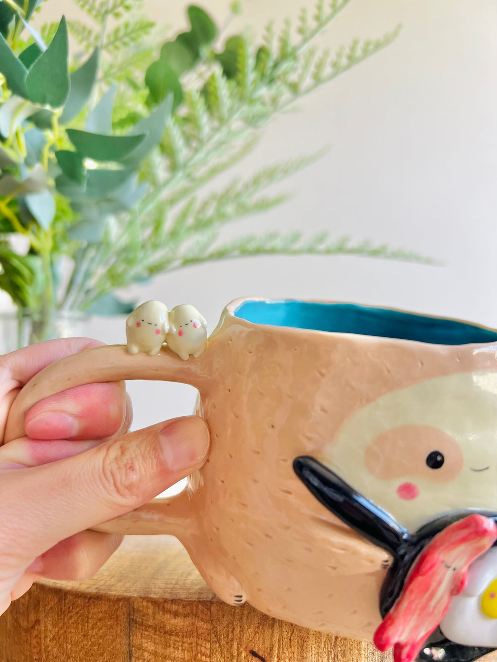 Bacon & eggs pun love Sloth mug, photo 8 of 14