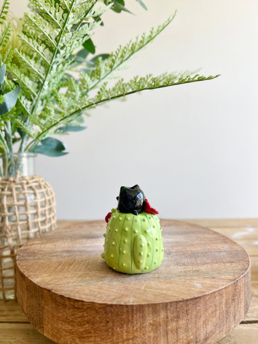Ginger CAT-us with black cat friend bud vase, photo 5 of 14