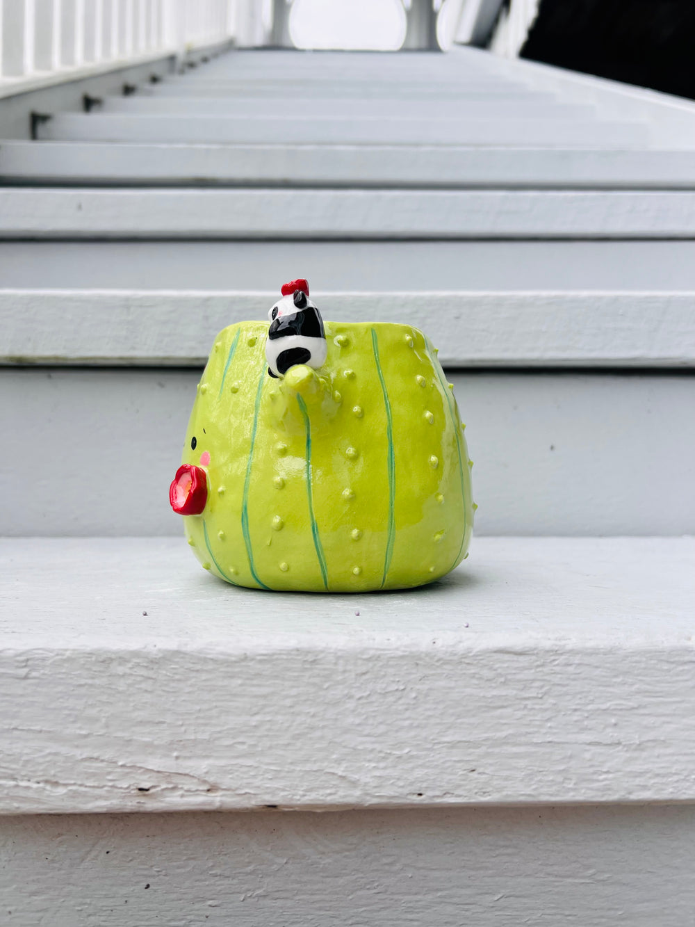 Flowery cactus pot with panda friends, photo 4 of 7