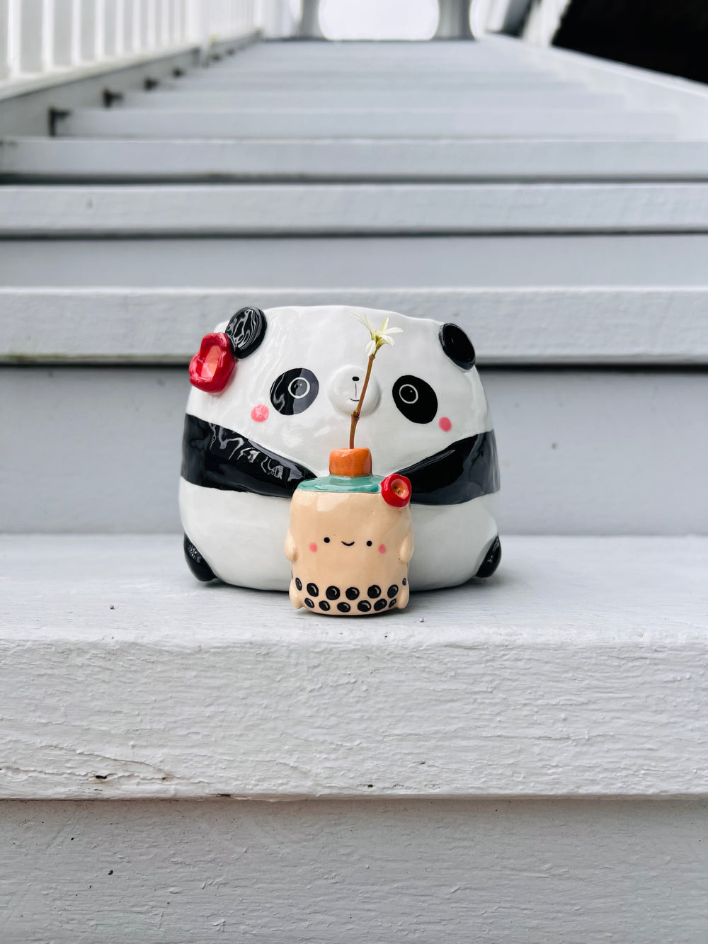 2in1 Panda pot with bubble tea vase friend, photo 7 of 8