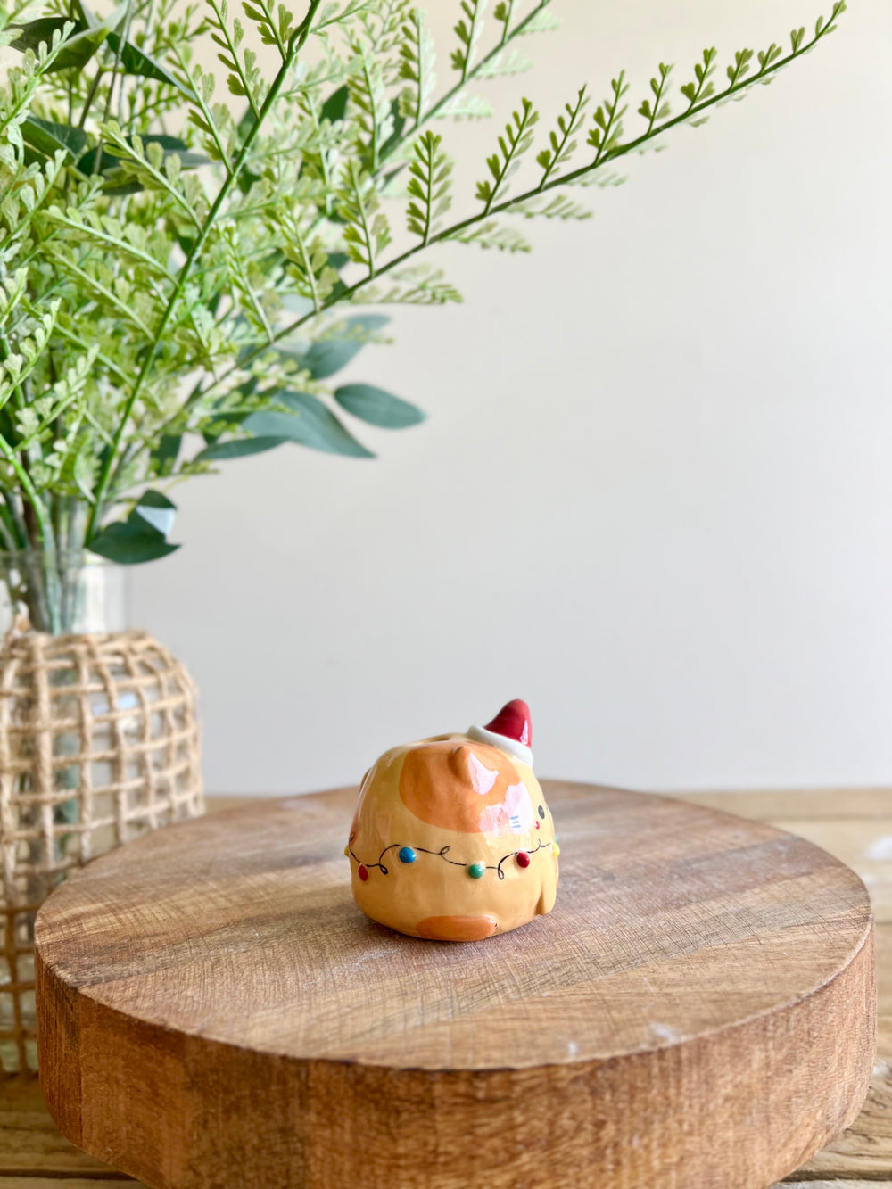 Ginger cat Christmas lights bud vase, photo 3 of 13