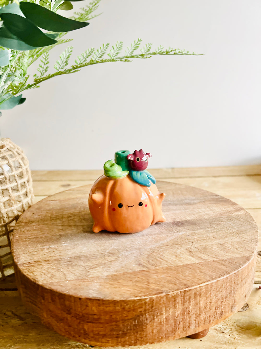 Pumpkin with bat friend bud vase, photo 2 of 6