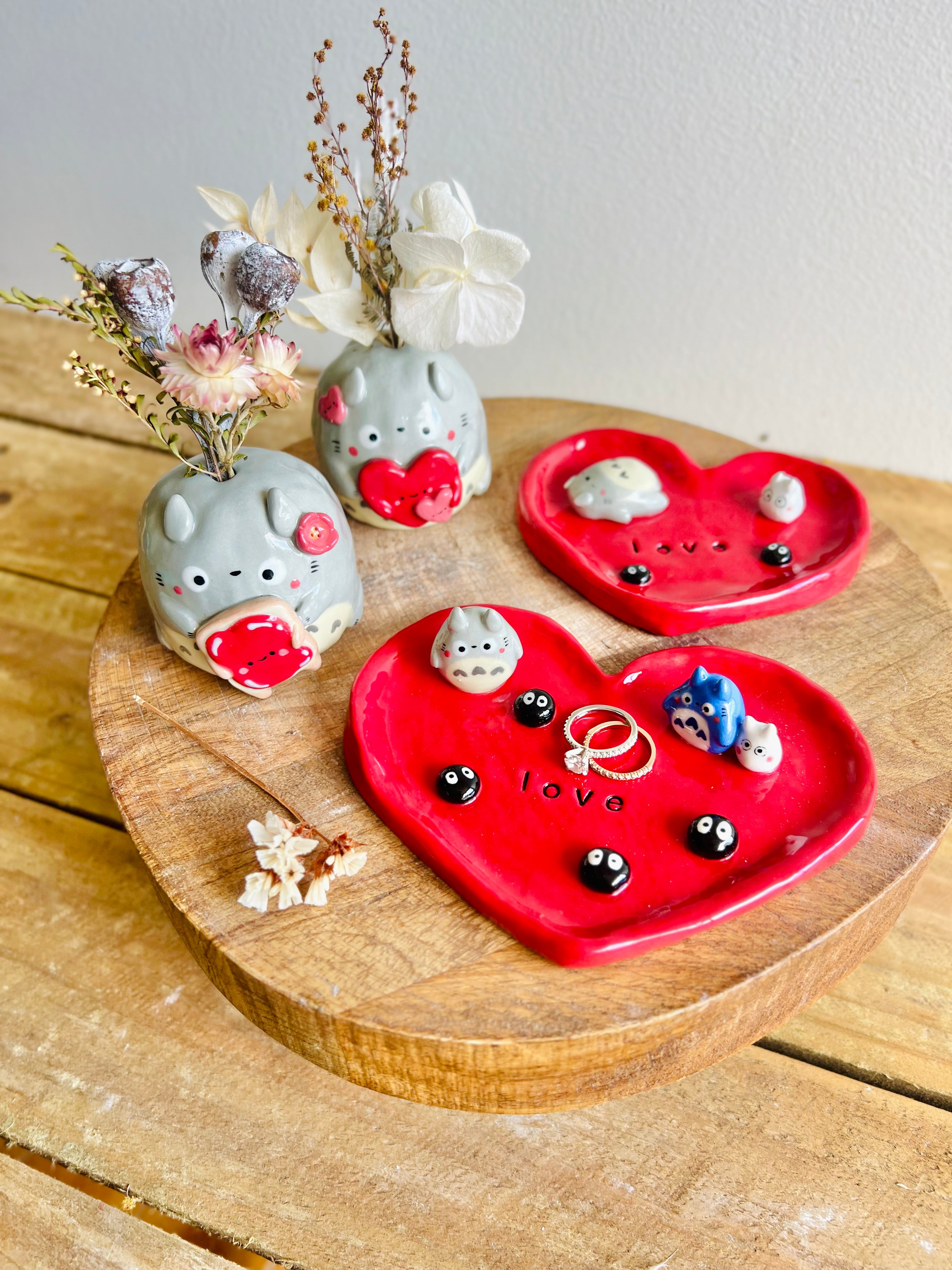 Sleeping Totoro love heart trinket dish