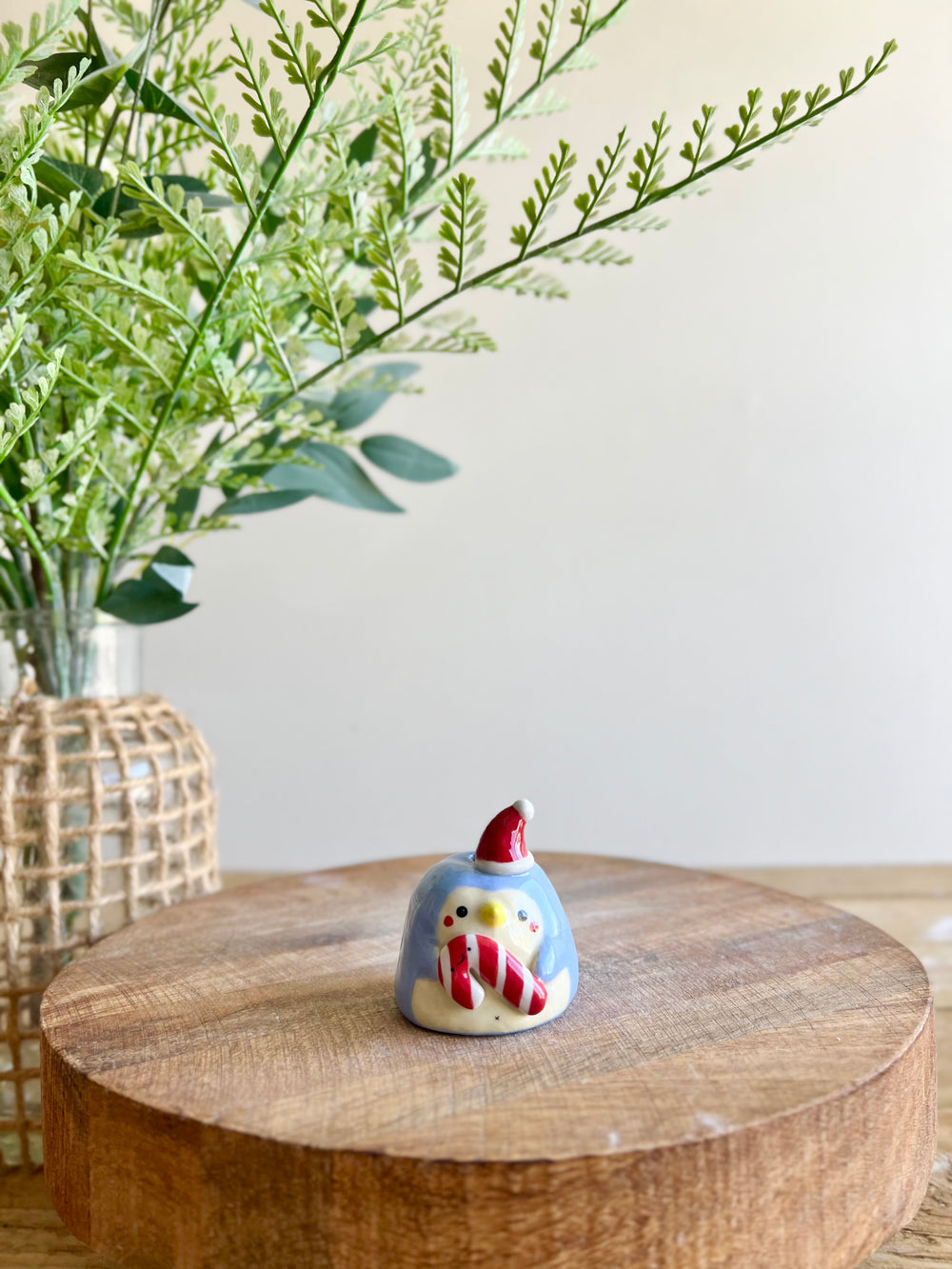 Mini festive penguin bud vase with candy cane friend, photo 2 of 9