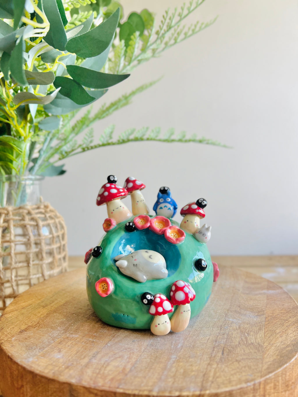 Sleeping Totoro & friends mushroom bud vase