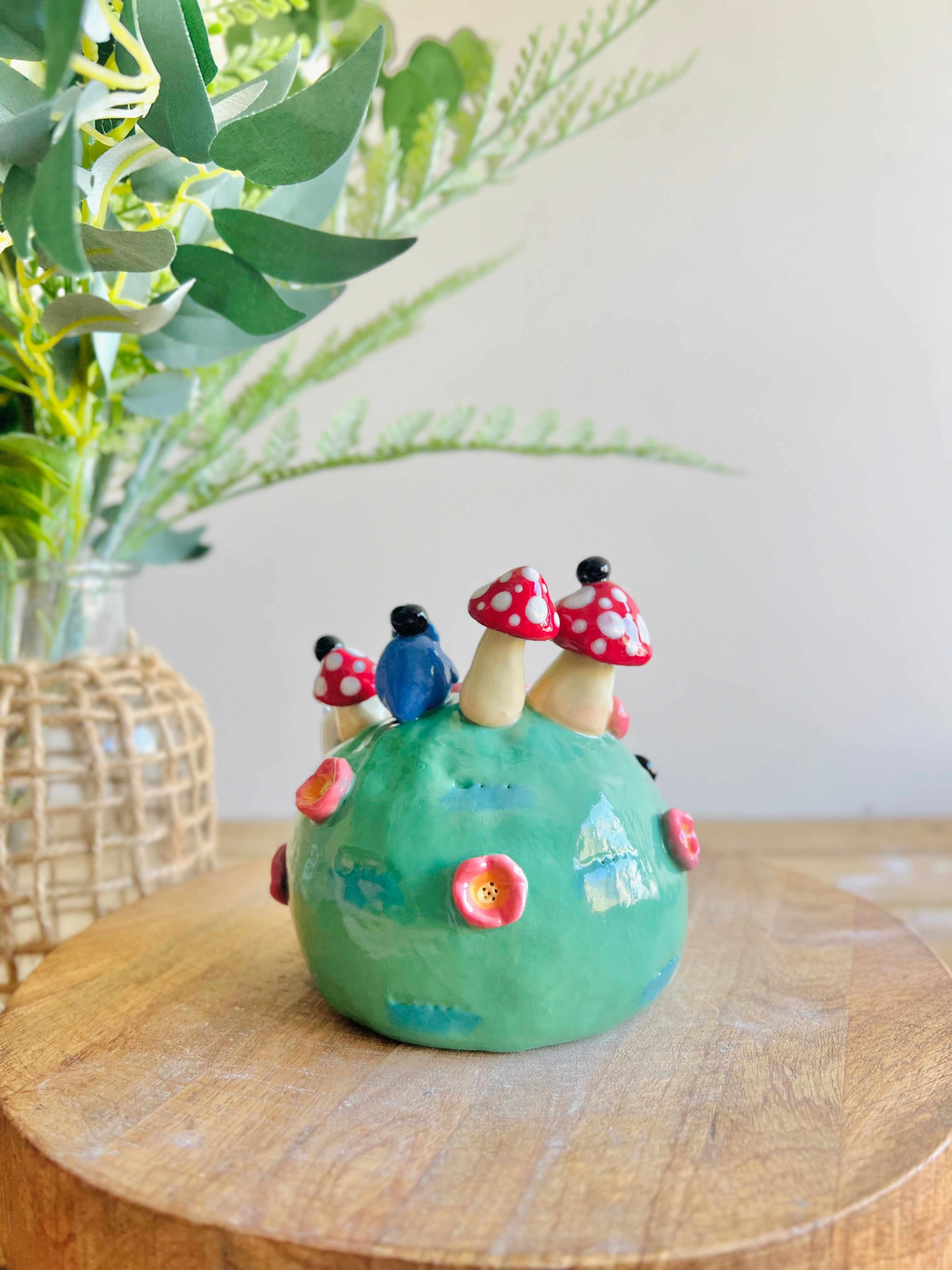 Sleeping Totoro & friends mushroom bud vase