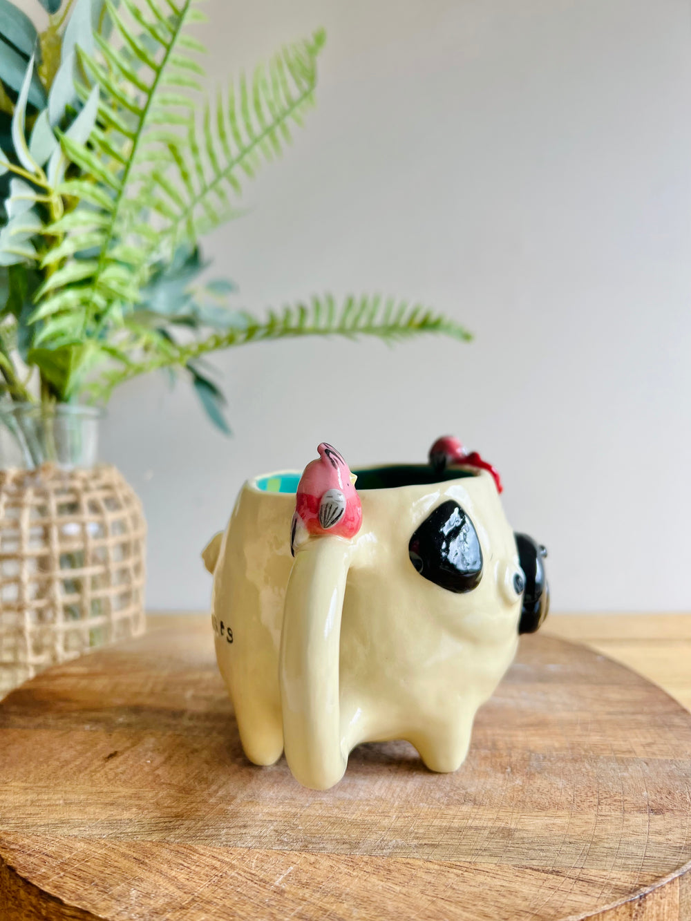 ‘Pugs and kisses’ Puggo muggo with pink galah friends #2, photo 2 of 8
