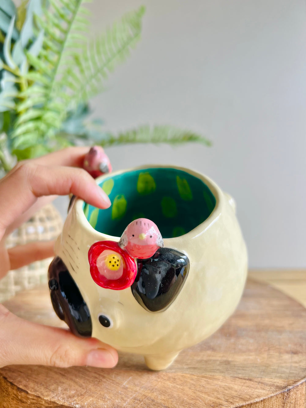 ‘Pugs and kisses’ Puggo muggo with pink galah friends #6, photo 6 of 8
