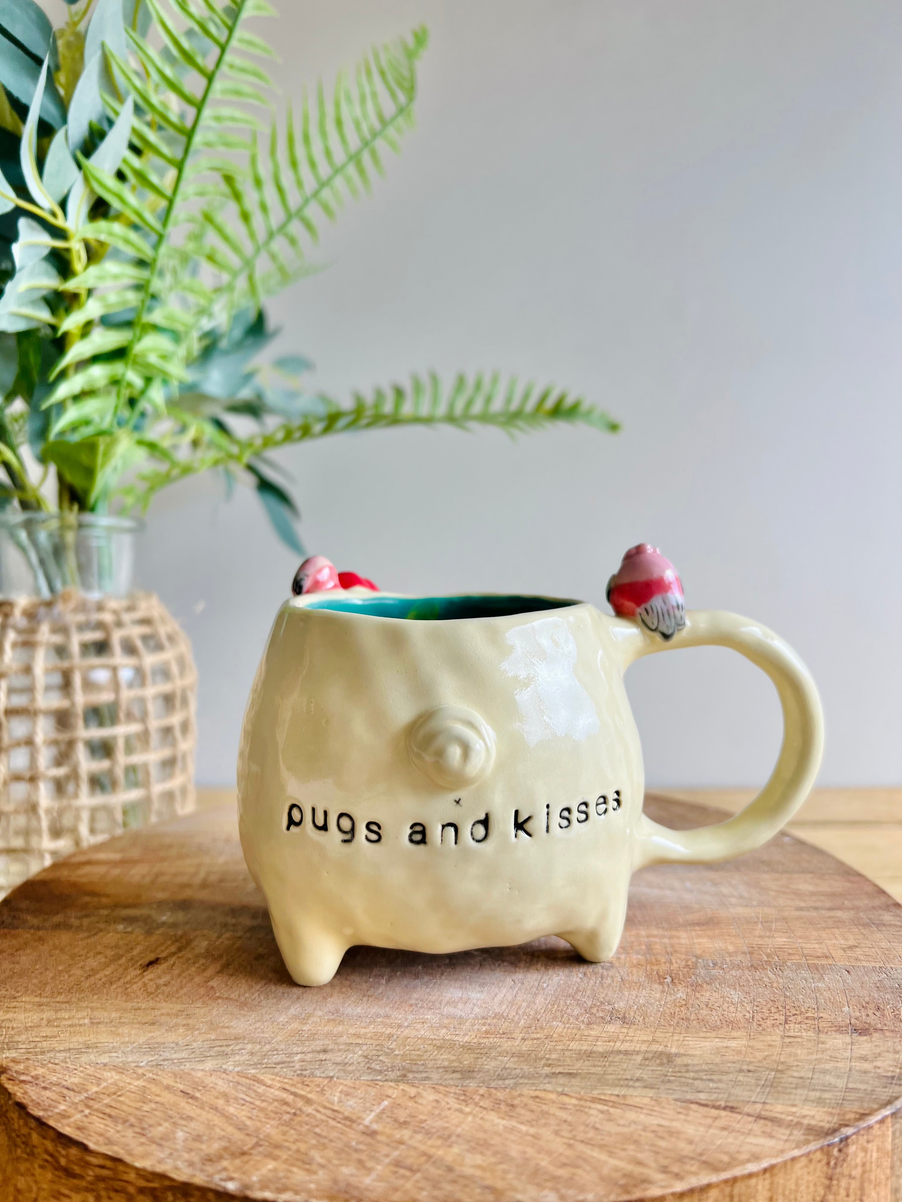 ‘Pugs and kisses’ Puggo muggo with pink galah friends #4