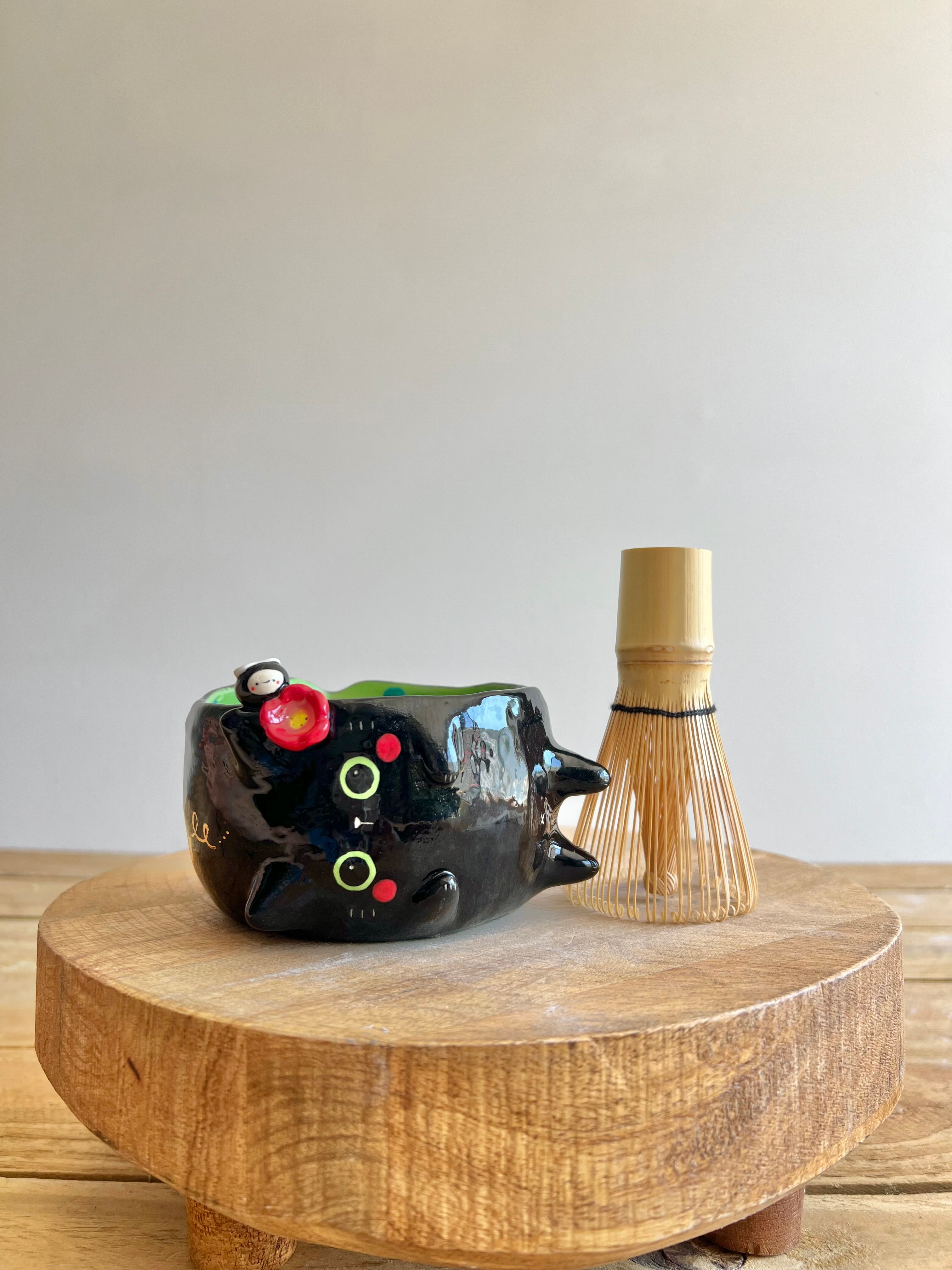 Black cat Matcha Bowl