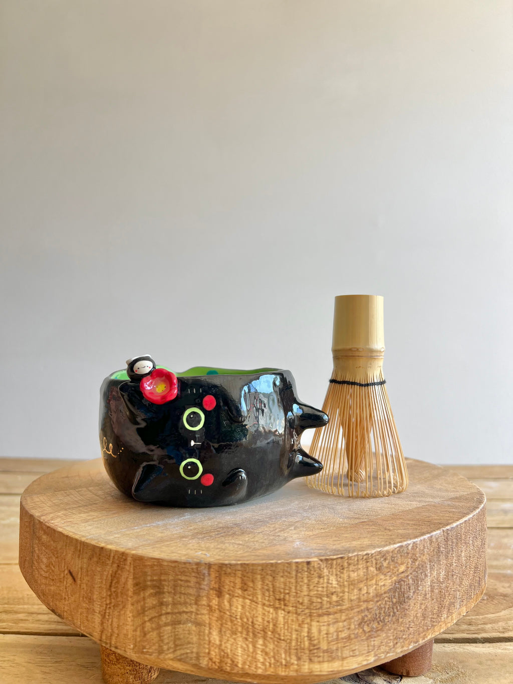 Black cat Matcha Bowl