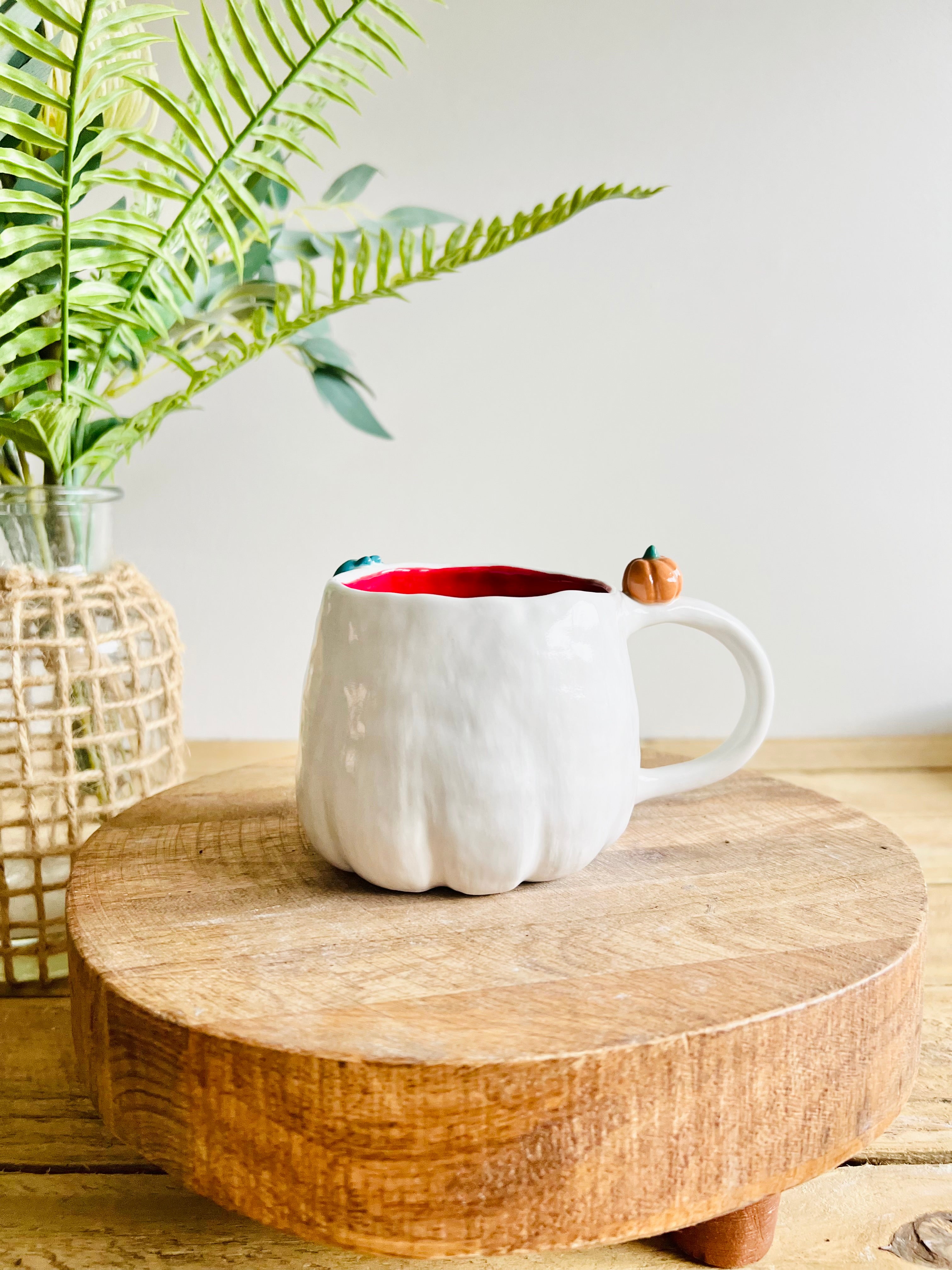 Ghost mug with bat, spider and pumpkin friends