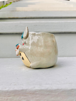 Totoro pot with bunny friend