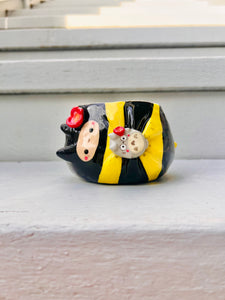 Sideways bee pot with Totoro friend