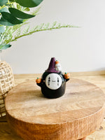 No Face witch with ghost and pumpkin friends bud vase