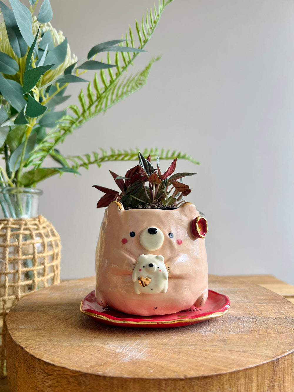 Bear planter and plate, photo 1 of 11