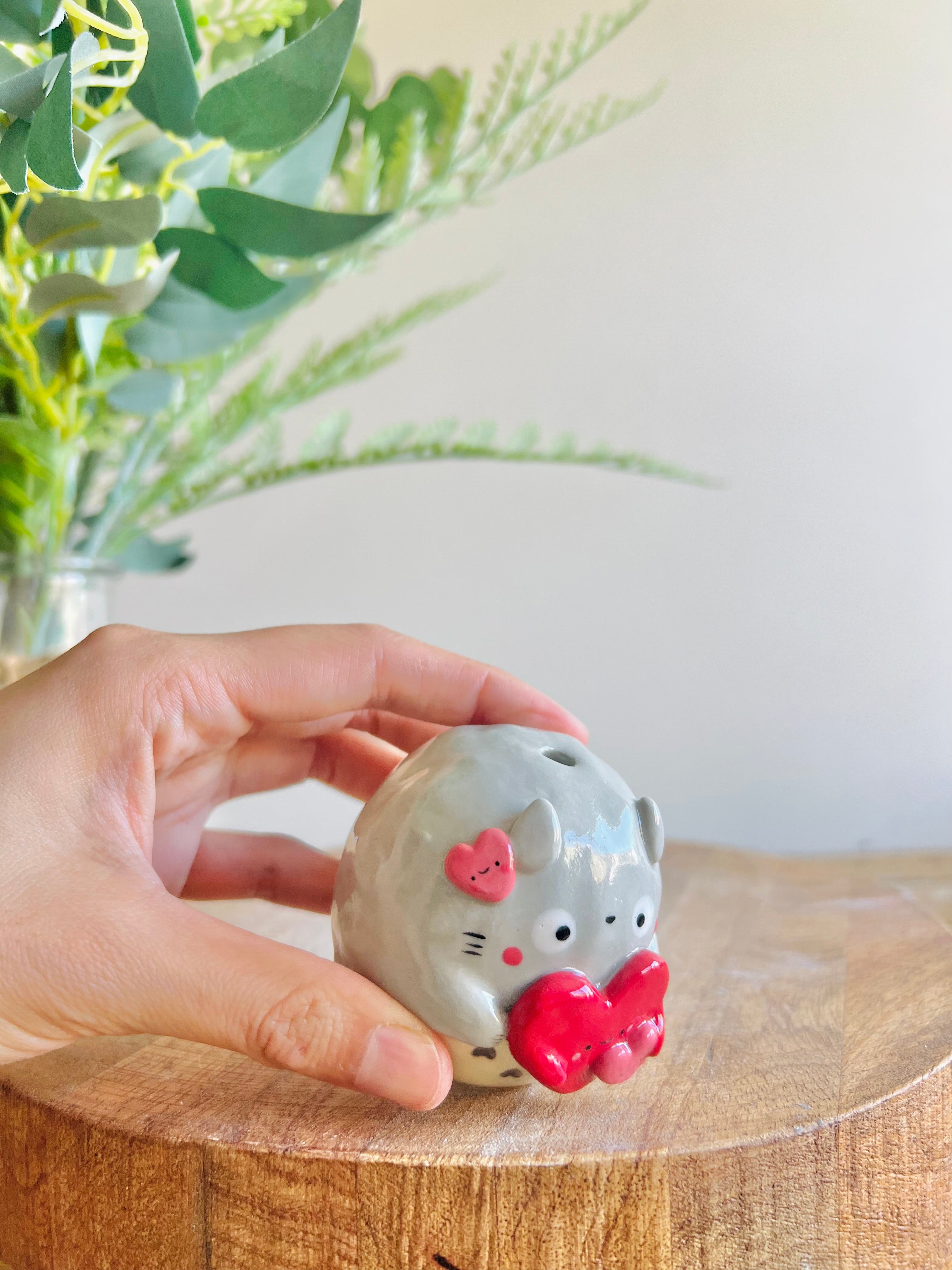 Totoro love hearts bud vase