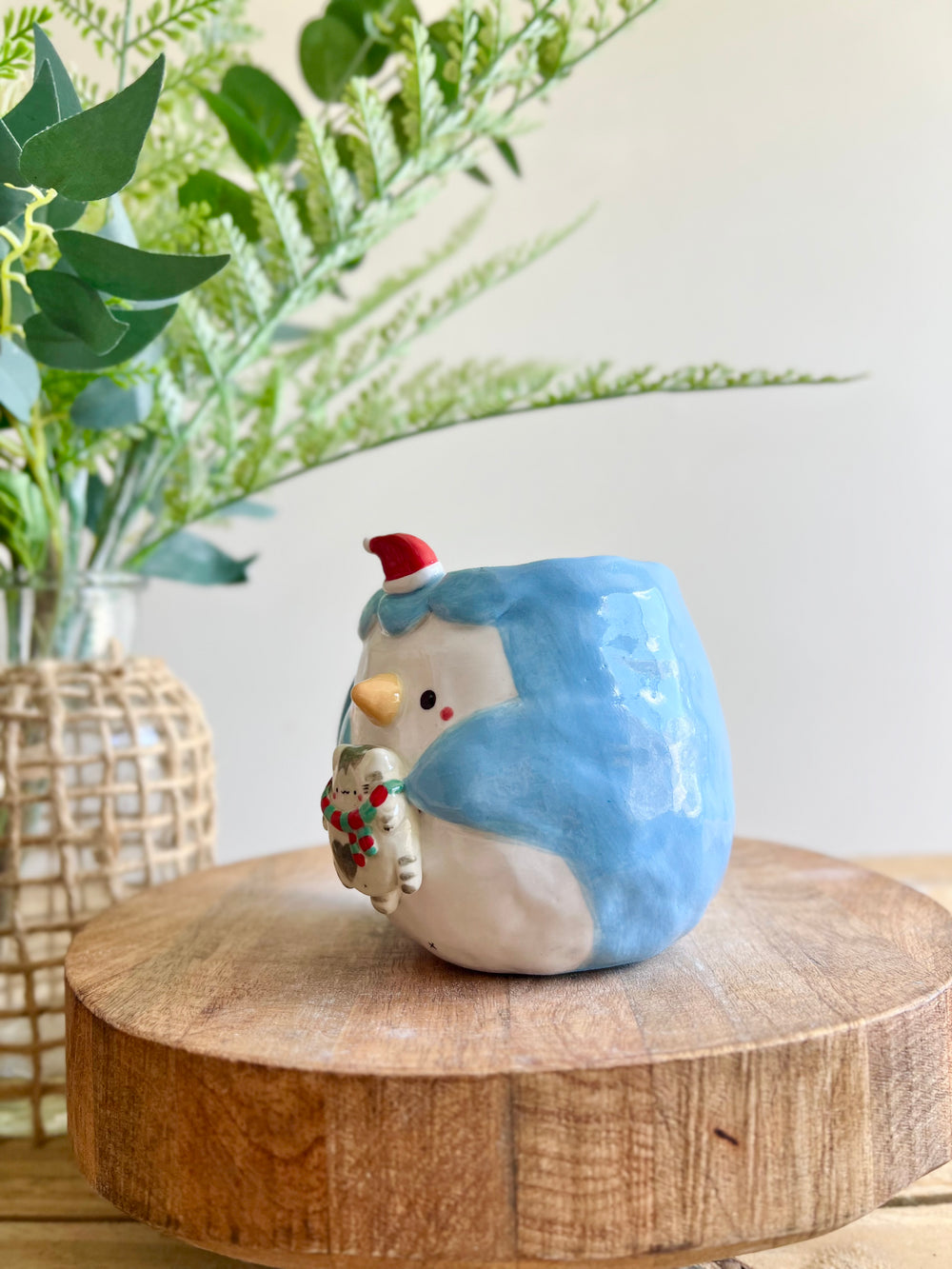 Festive Penguin mug with baby penguin and cat friend, photo 7 of 18