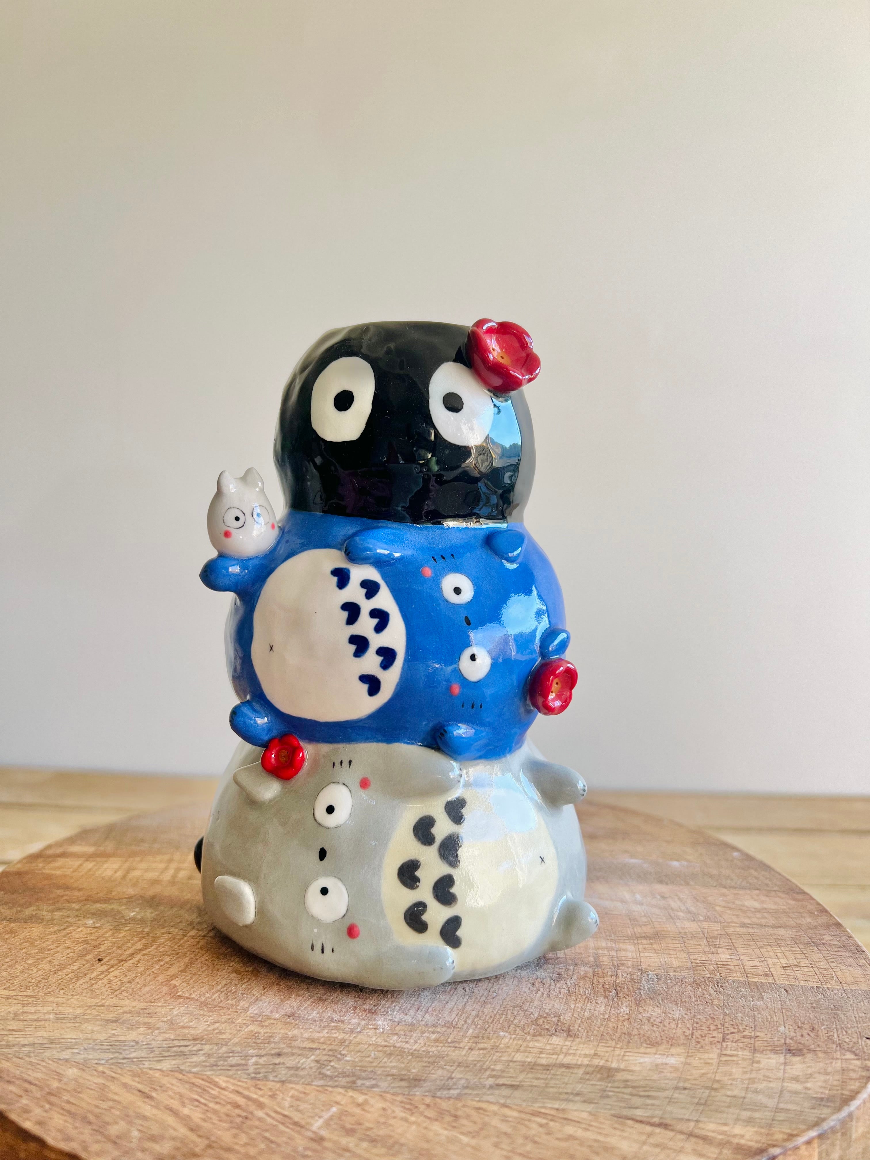 Totoro soot sprite trio stack vase