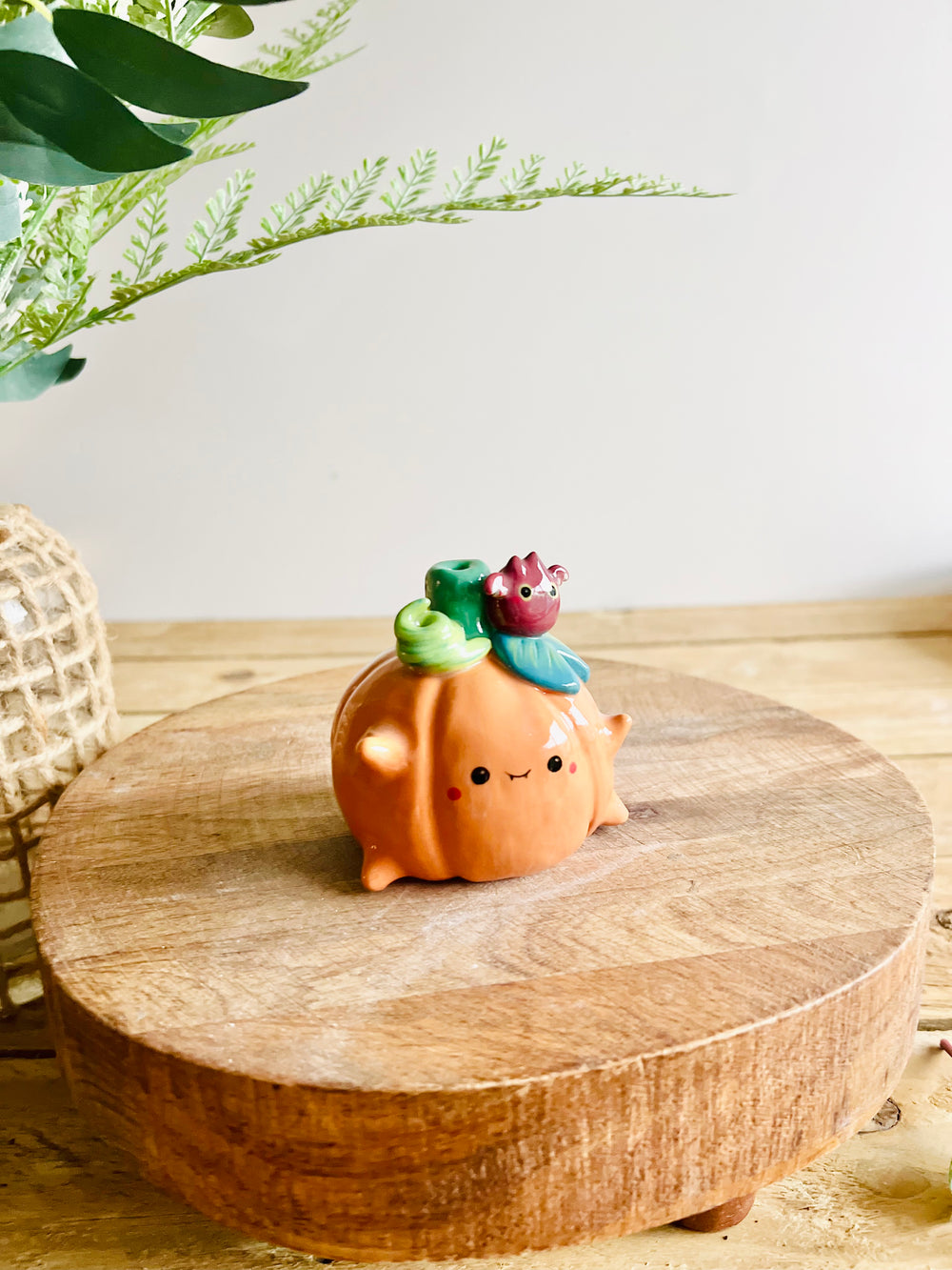 Pumpkin with bat friend bud vase, photo 5 of 6