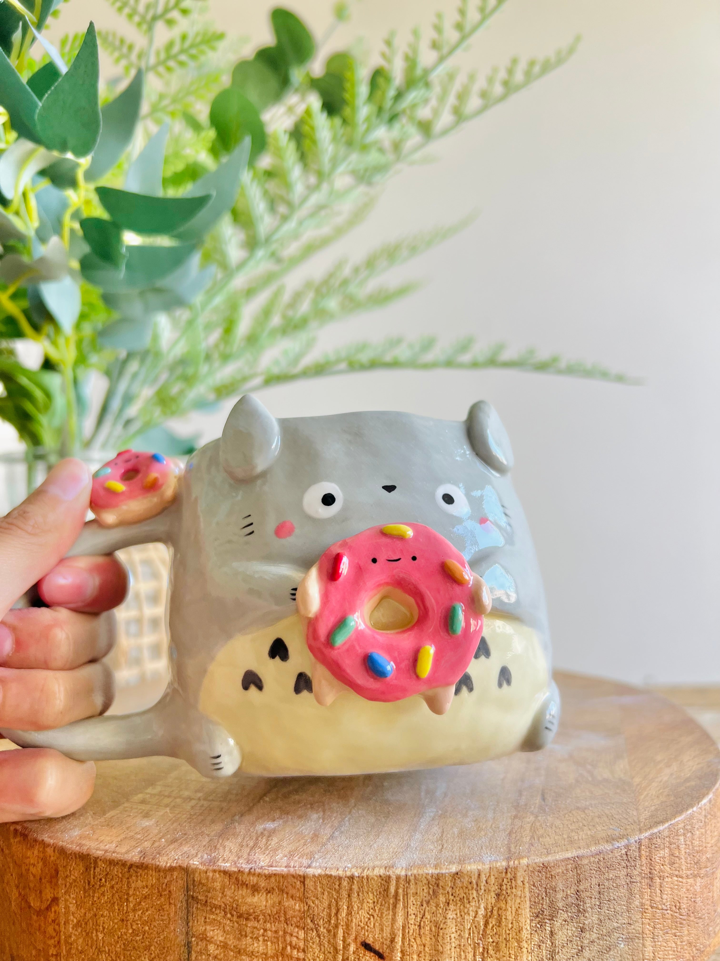 Donut love pun Totoro mug