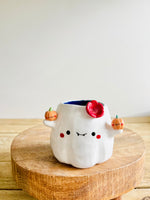 Ghost pot with pumpkin friends