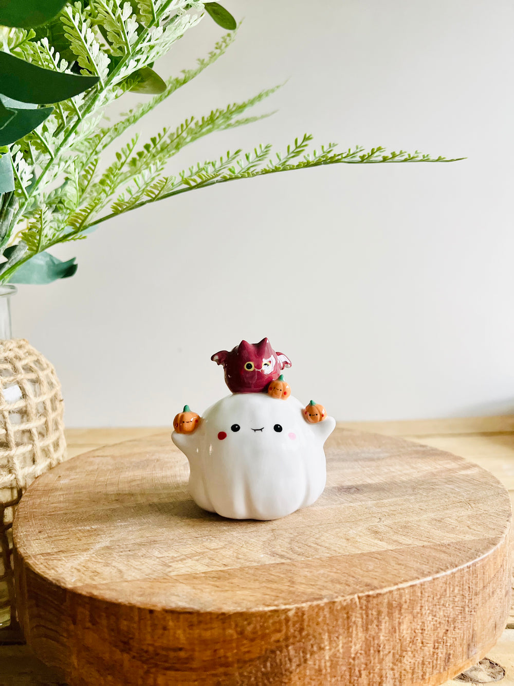 Ghost with bat and pumpkin friends bud vase, photo 8 of 10