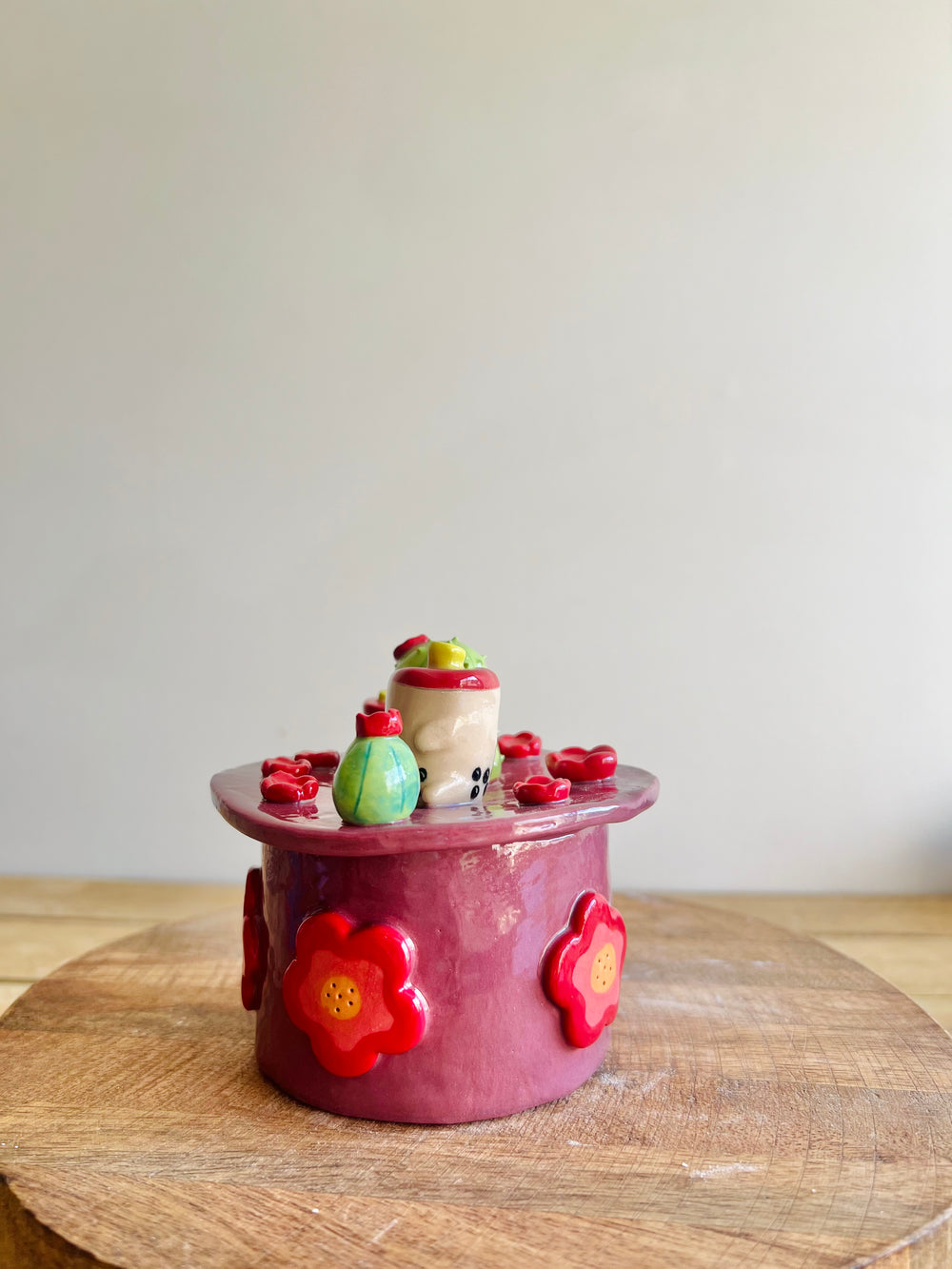 Cactus Bubble Tea Lidded Trinket pot, photo 5 of 9