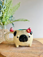 ‘Pugs and kisses’ Puggo muggo with pink galah friends #2