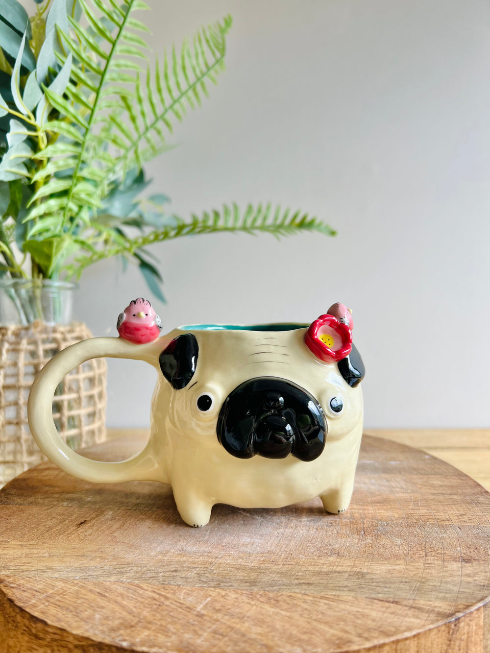 ‘Pugs and kisses’ Puggo muggo with pink galah friends #4, photo 1 of 8
