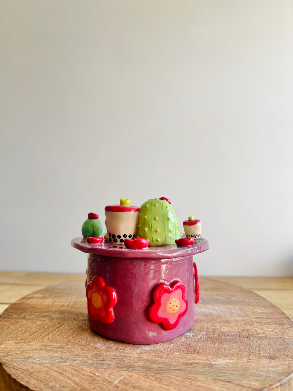 Cactus Bubble Tea Lidded Trinket pot, photo 4 of 9
