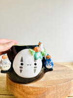 No Face and Totoro friends Halloween pot