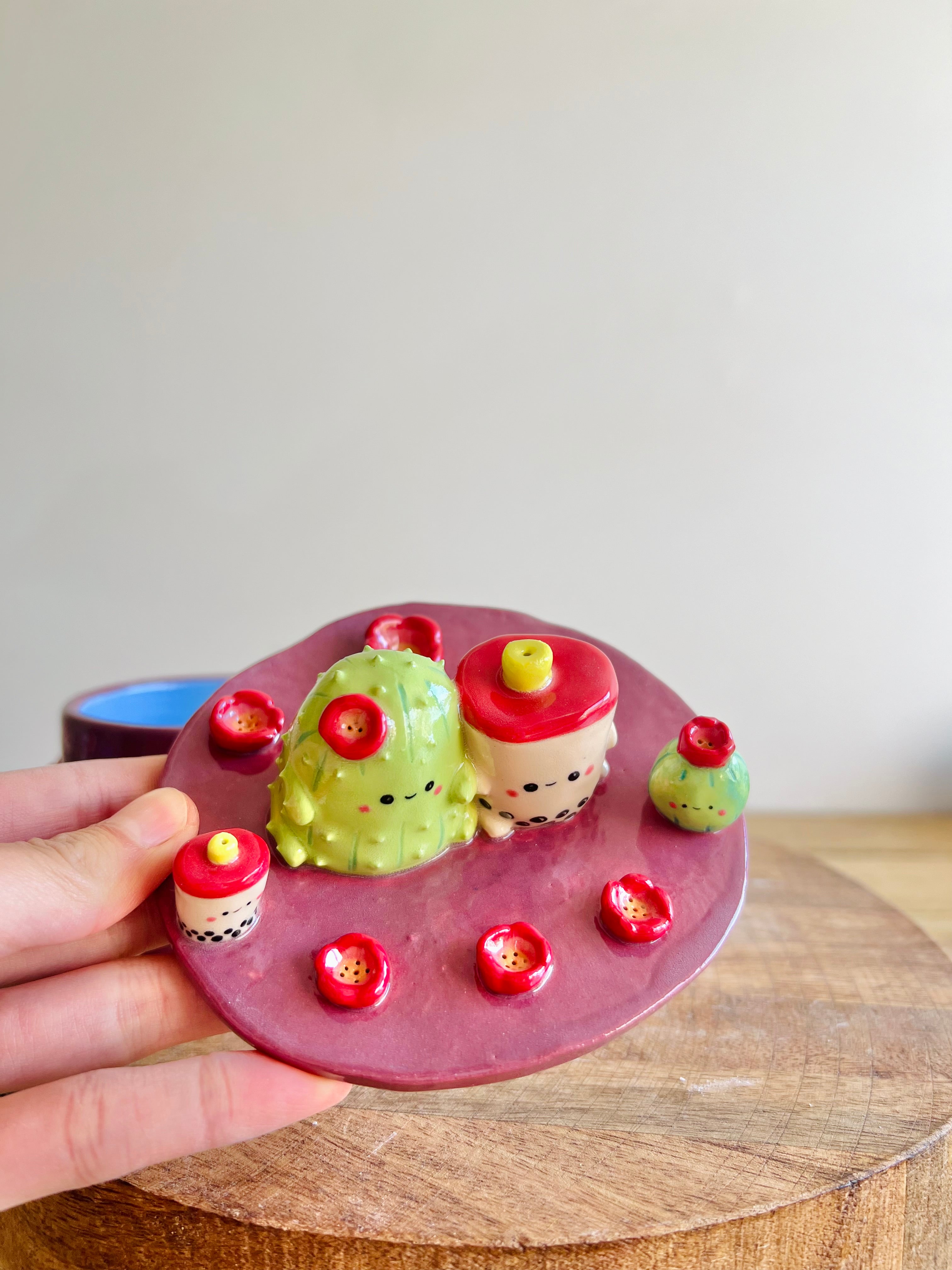 Cactus Bubble Tea Lidded Trinket pot