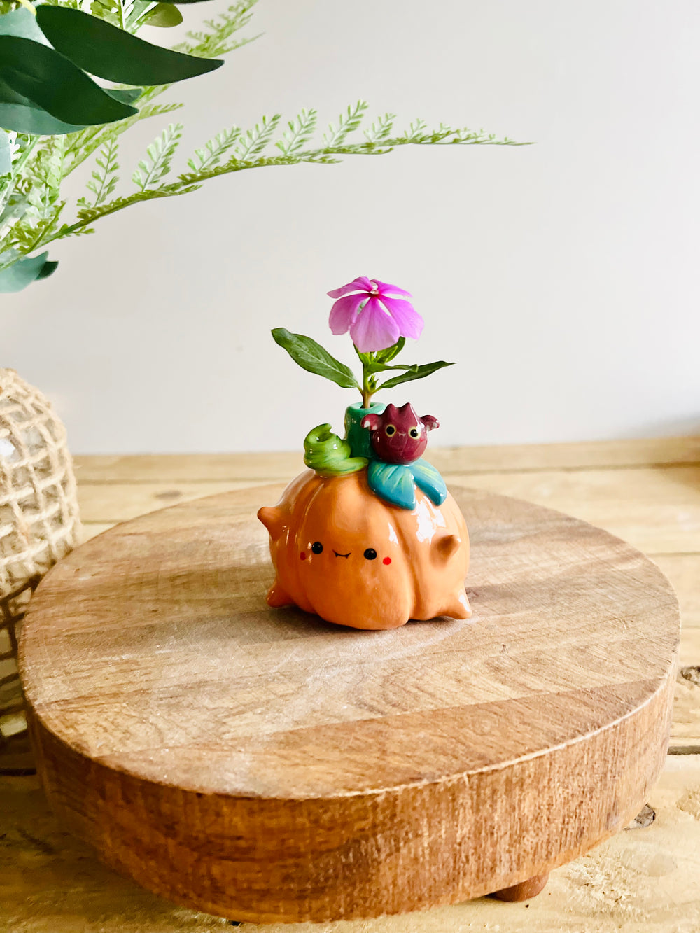Pumpkin with bat friend bud vase, photo 1 of 6