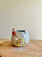 Totoro pot with cat pot and friend (string of pearls)