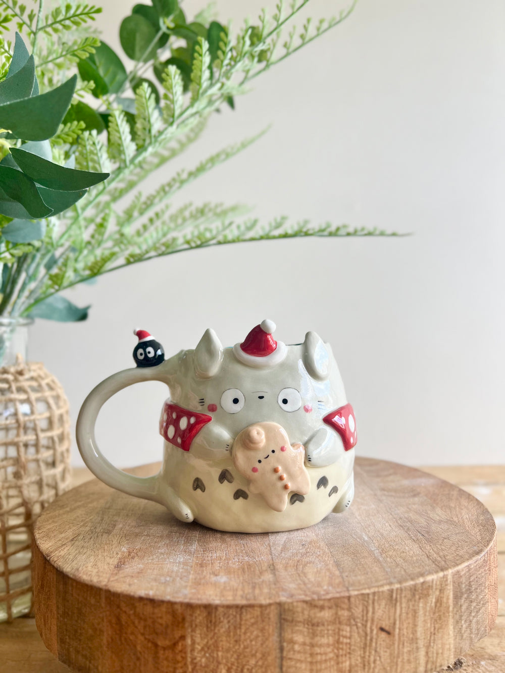 Festive Tororo mug with gingerbread and soot sprite friends, photo 1 of 10