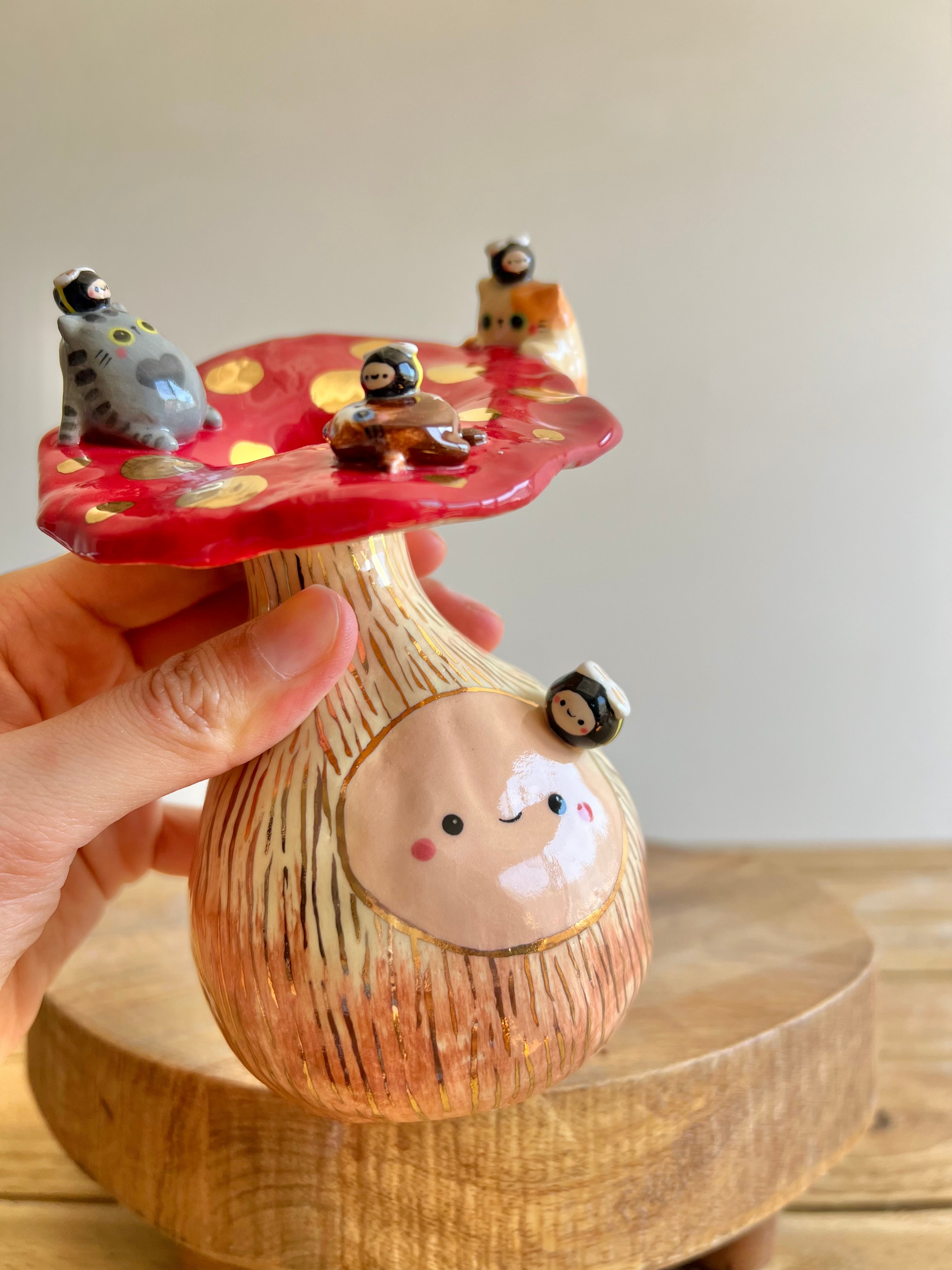 Golden Mushroom Bud Vase